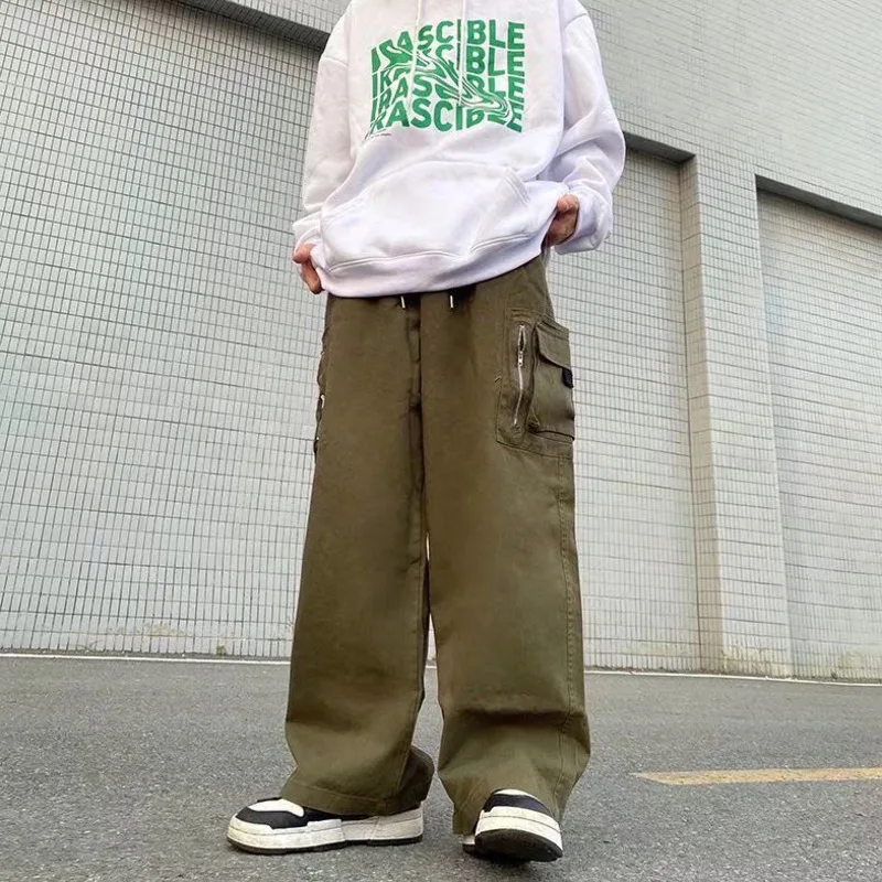 

Брюки-карго мужские хлопковые в стиле ретро, модные повседневные штаны с карманами, свободные штаны в японском стиле, уличная одежда в стиле...