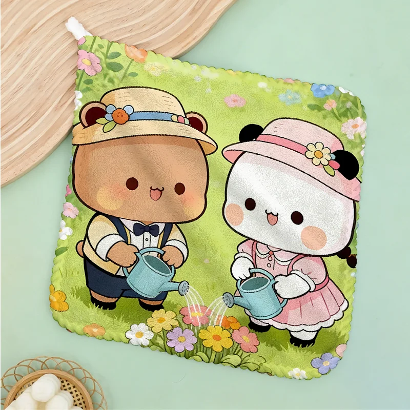 Фото Полотенце для рук Bubu Dudu Yier Bear Panda, для кухни и ванной, повседневное, подвесное, милое, декоративное, маленькое, подарочное №4