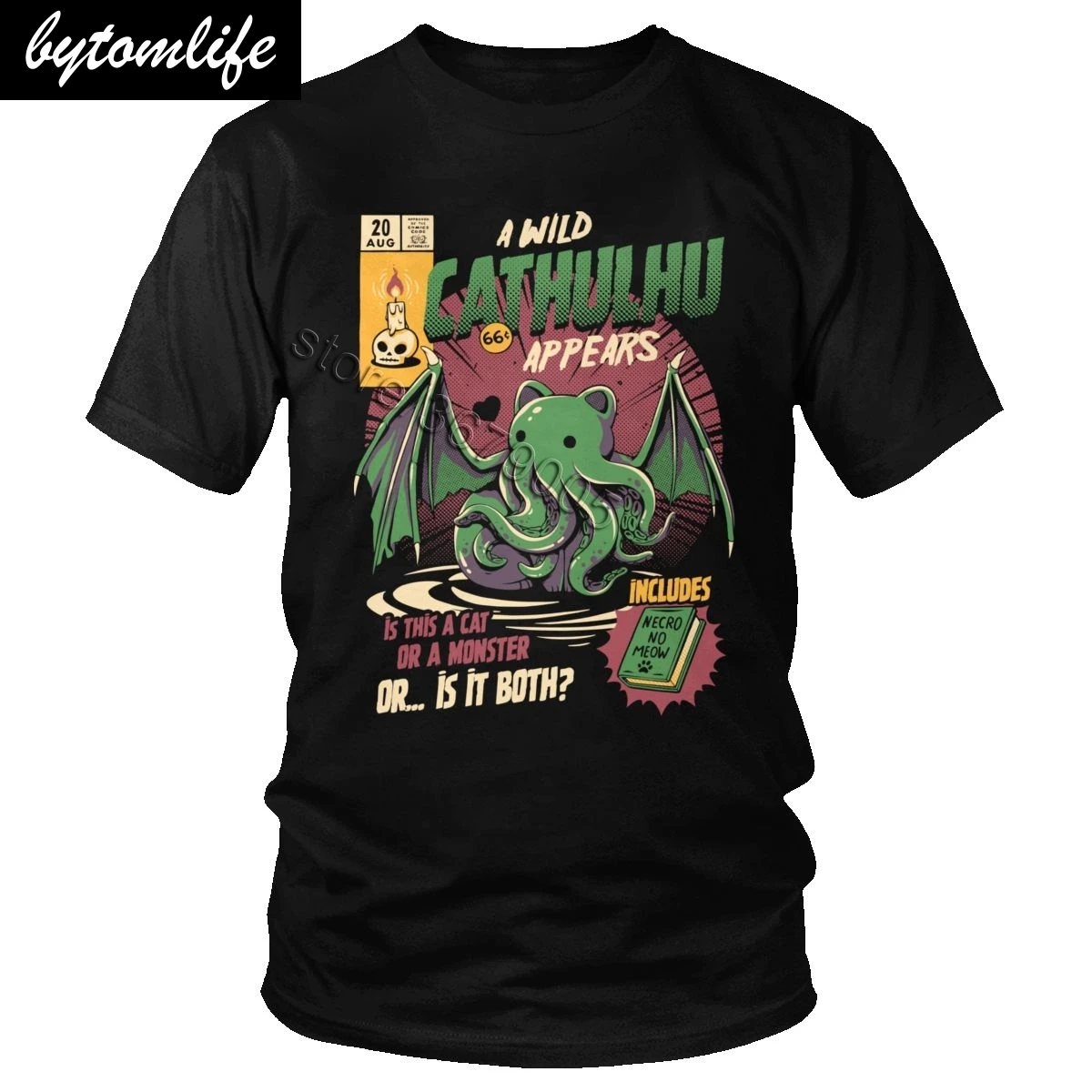 

Funny A Wild Cthulhu T-Shirt Summer Cotton Cat or Monster T Shirt Short Sleeves Harajuku Tshirt Men Kaiju Lovecraft Movie Tee