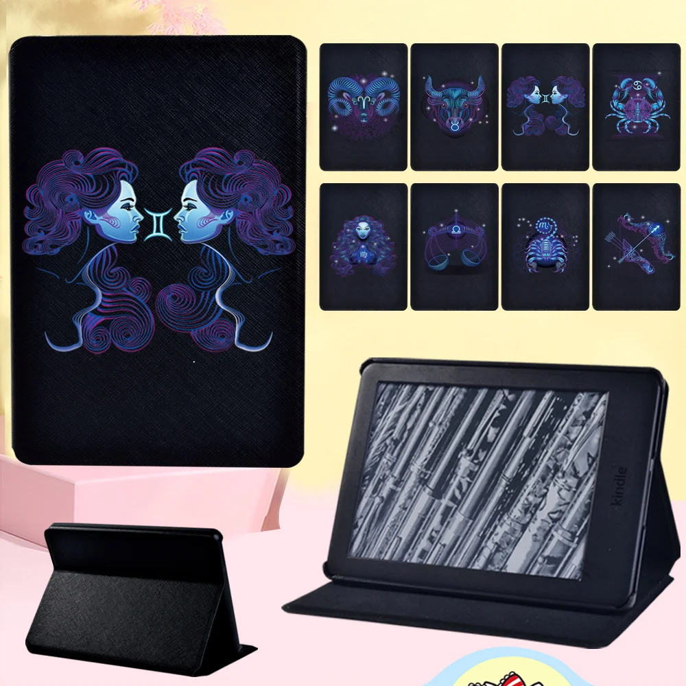 

Tablet Case for Kindle EReader Paperwhite 1 2 3 4 5/Kindle (10th/8th Gen) Anti-fall Zodiac Series Stand Cover Shell + Stylus