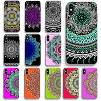 color mandala phone case fundas shell cover for iphone 11 12 5 8 inch black silicone case