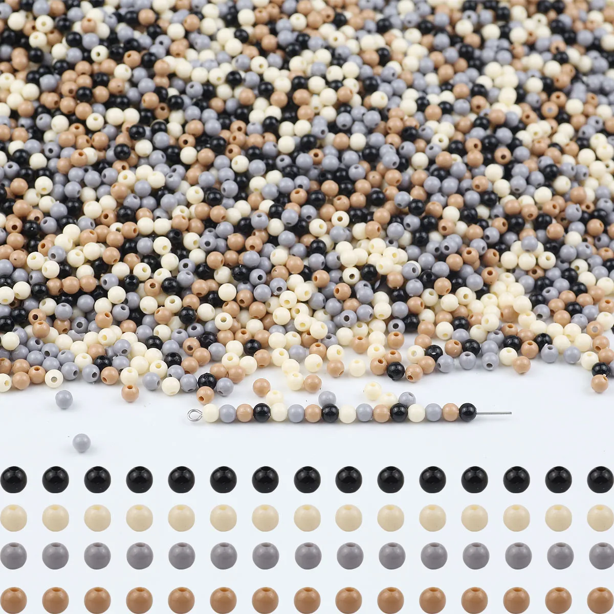 Черные смешанные молочные бусины акриловые CCB круглые разделители свободные