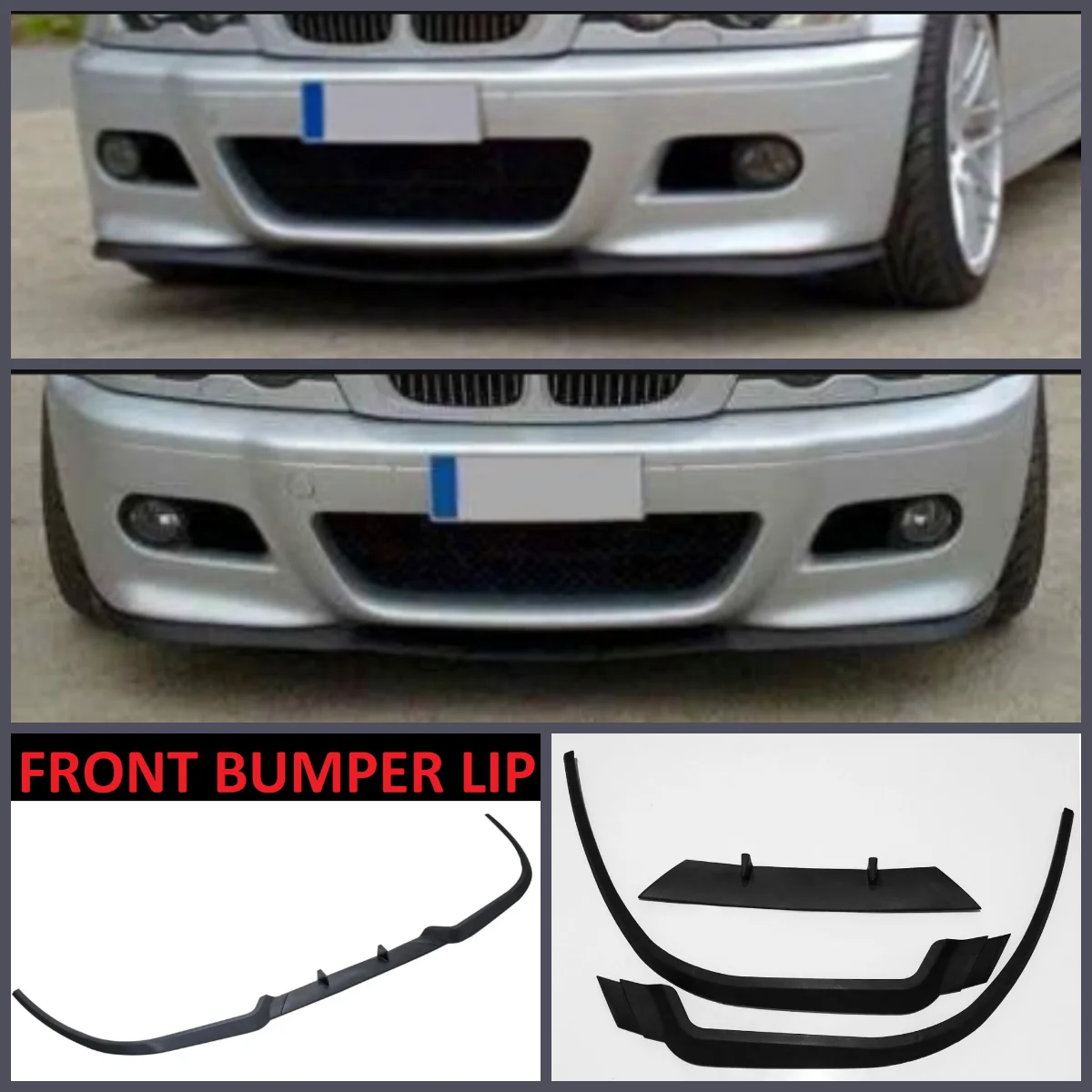 

Для BMW 3-Series E46 M M3 CUPRA R универсальная губа переднего бампера 3 шт. диффузор черный бампер спойлер комплект для тюнинга протектор