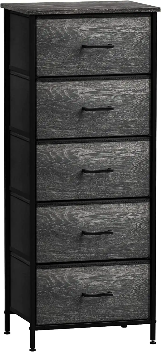 

Tall Fabric Storage Dresser - Stand Up Tower of Drawers for Bedroom, Dorm, Closet, Living Room, Entryway, & More - Skinny Nights