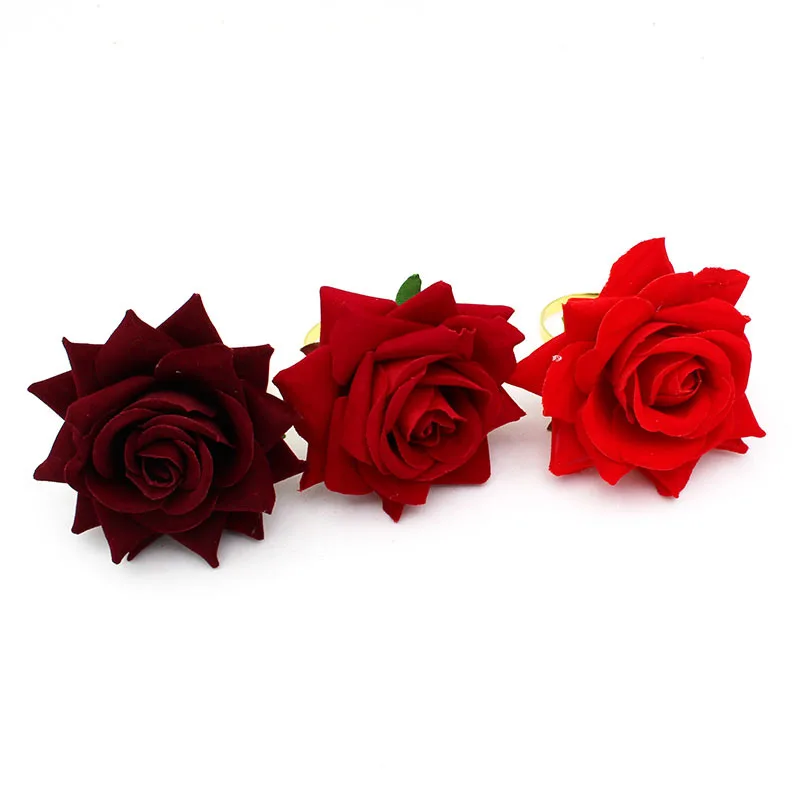 

Hotel Tableware Simulation Flannel Rose Flower Napkin Buckle Valentine's Day Red Napkin Ring Napkin Ring
