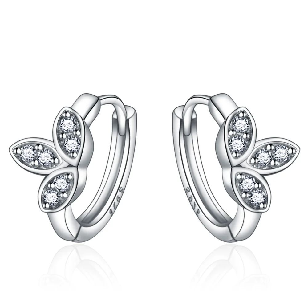 

Korean style lucky clover earrings with diamonds Symmetrical three-leaf zircon earrings trendy design girl earrings