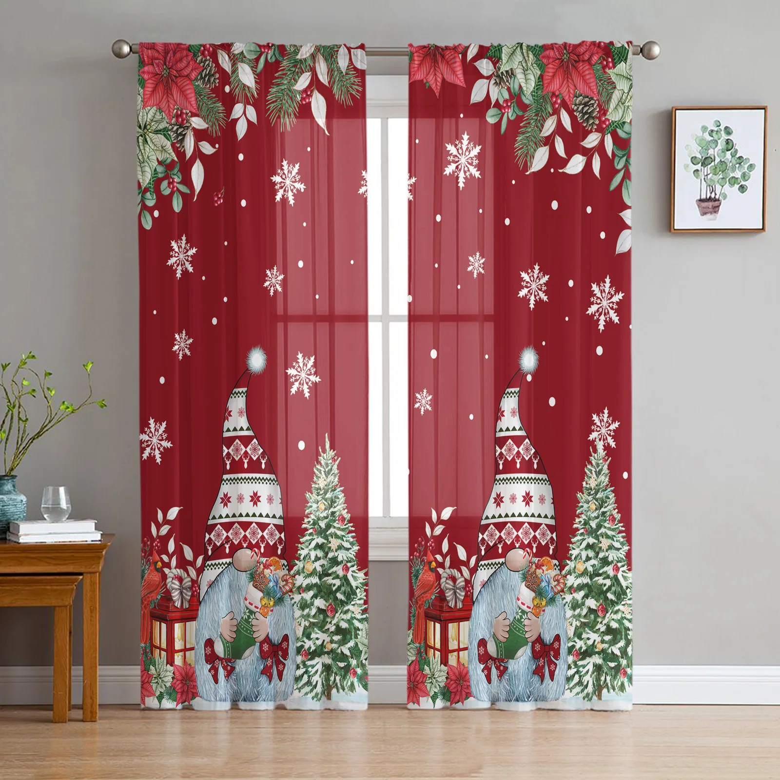 

Рождественские снежинки гном прозрачные Занавески s для детской спальни гостиной занавески s рождественские кухонные тюлевые занавески