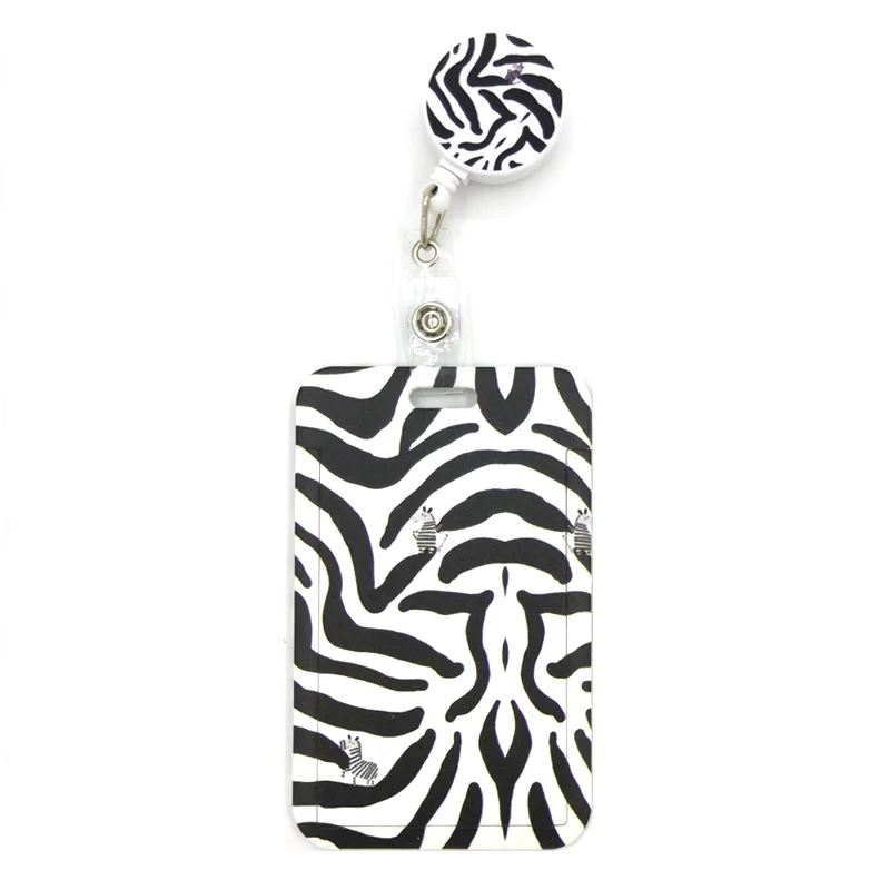 

Zebra Cute Card Cover Clip Lanyard Retractable Student Nurse Badge Reel Clip Cartoon Card Holder