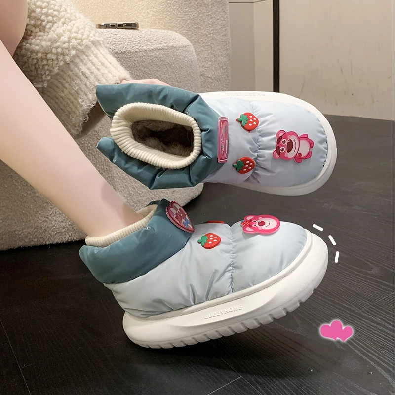 

Новый стиль зима 2022, короткая туба, универсальная, плоская подошва, толстая подошва, противоскользящая, теплая хлеб, Женская хлопковая обувь