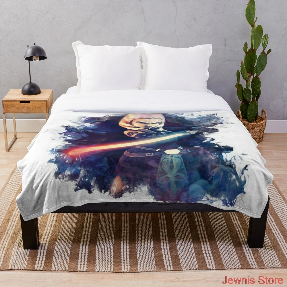 

Ahsoka Tano Clone Wars Throw Blanket Adult Fashion Quilts Home Office Washable Duvet Casual All Season Living Sherpa Blanket