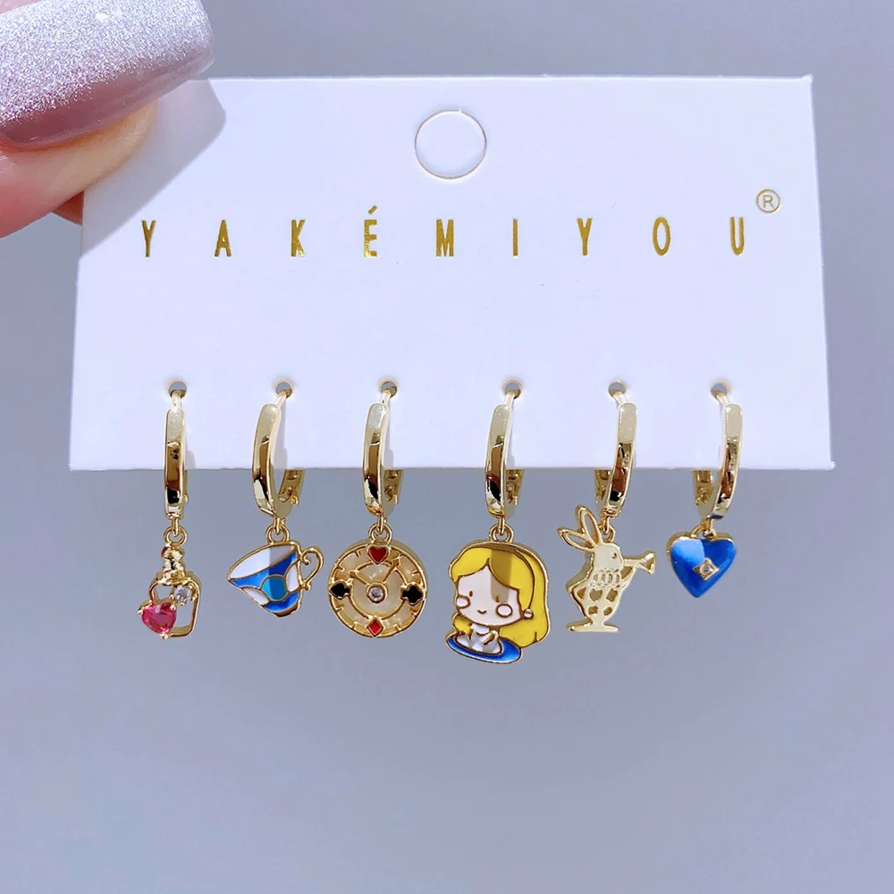 MIGGA 6 шт. романтический мультяшный кулон серьги-кольца комплект для женщин и