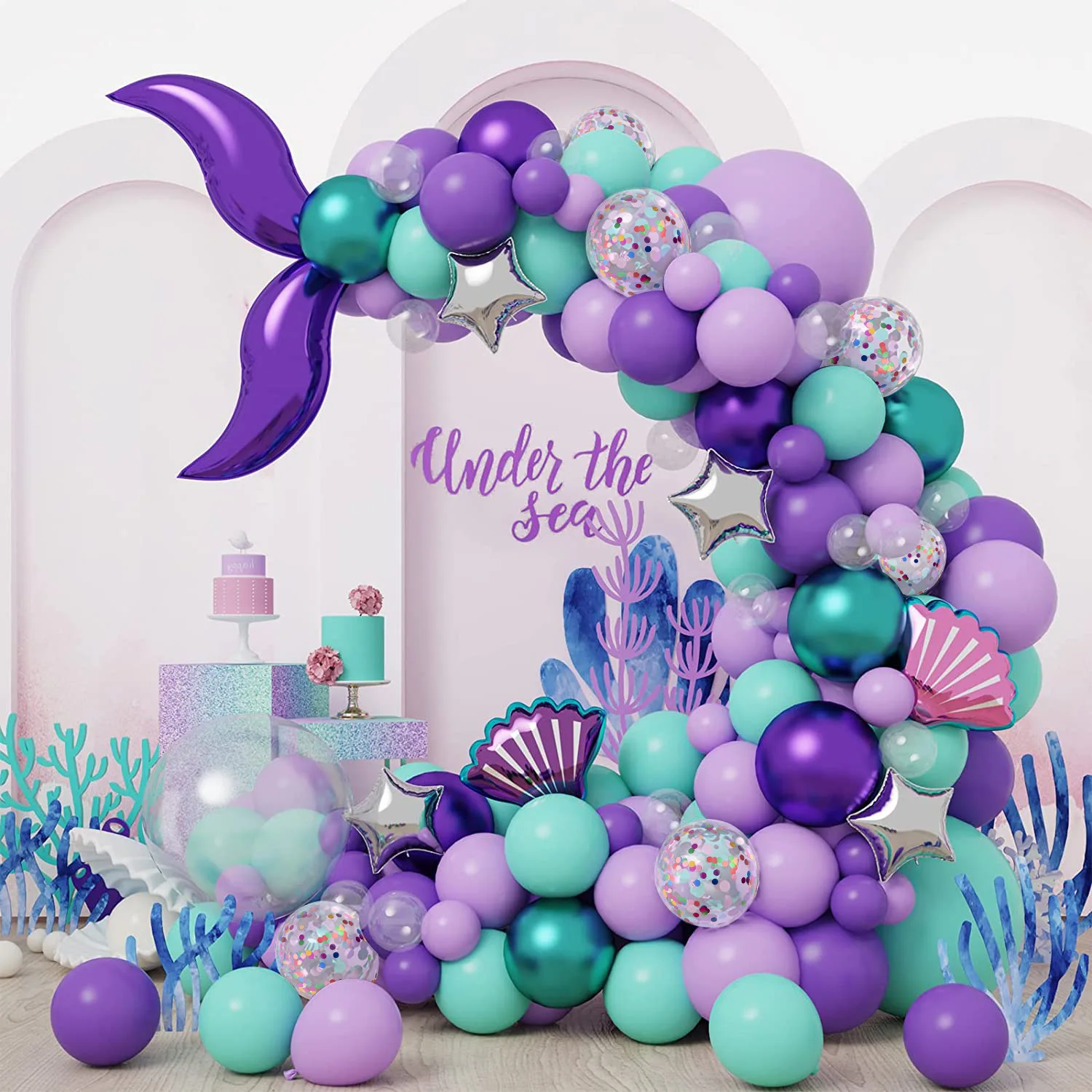 

136 Pcs Children's Party Birthday Party Senior Balloon Set Company Colleagues Decorative Balloon Gifts Baby Shower Teal Balloons