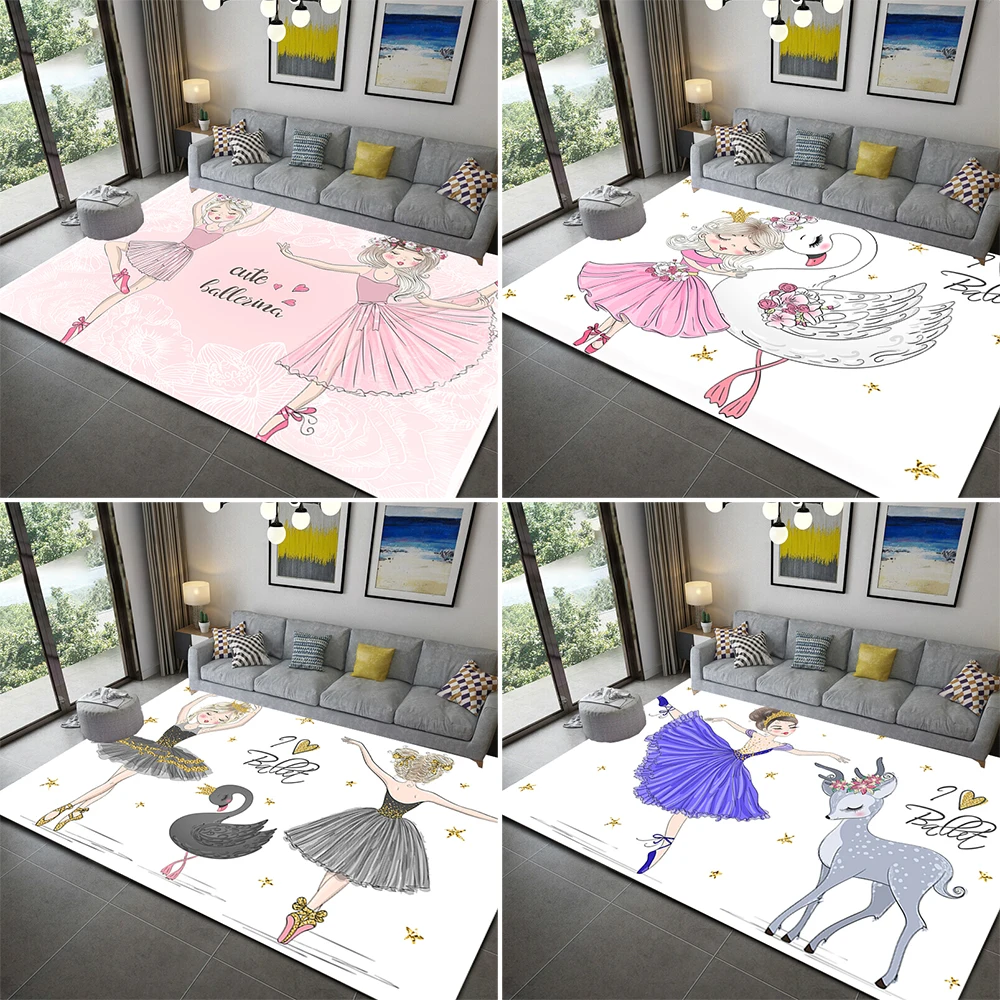 

Cartoon Ballet Girl 3D Print Area Rug Kid Bedroom Game Floor Mat Memory Foam Girl Room Play Carpet for Living Room Tapis Chambre