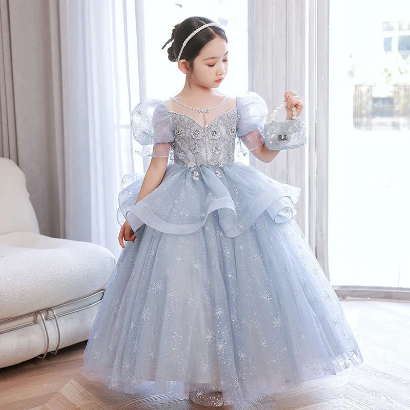 Children's Evening Dress Princess Skirt High-end Western-Style Fluffy Gauze Super Fairy Princess Style Children's Piano Summer