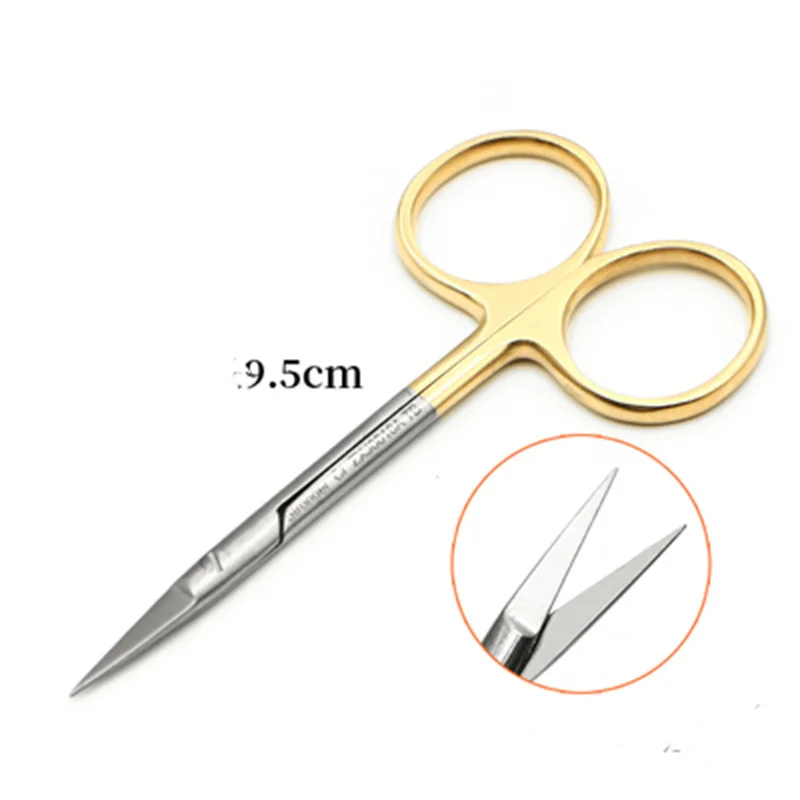 

Shi Qiang Medical Scissors Scissors Stitches Scissors Gold Handle Straight Curved Scissors Double Eyelid Eye Scissors Cosmetic P