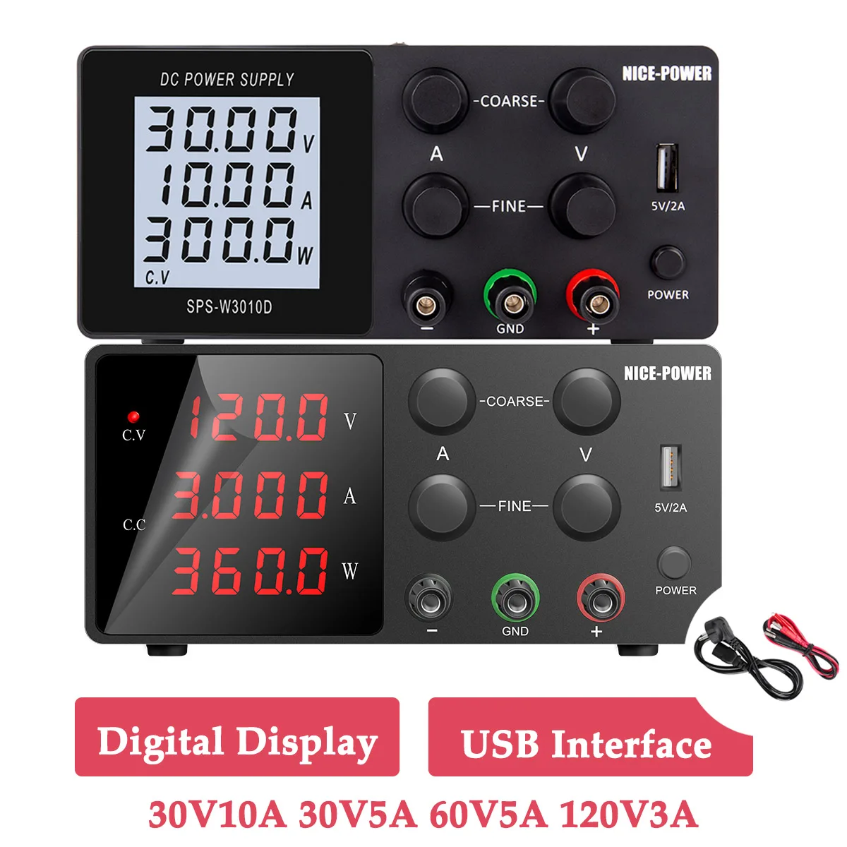 Лабораторный источник питания постоянного тока 30 в, 10 А, 60 в, 5 А, 30 В, 5 А, Регулируемый импульсный регулятор напряжения, USB-интерфейс, цифровой дисплей