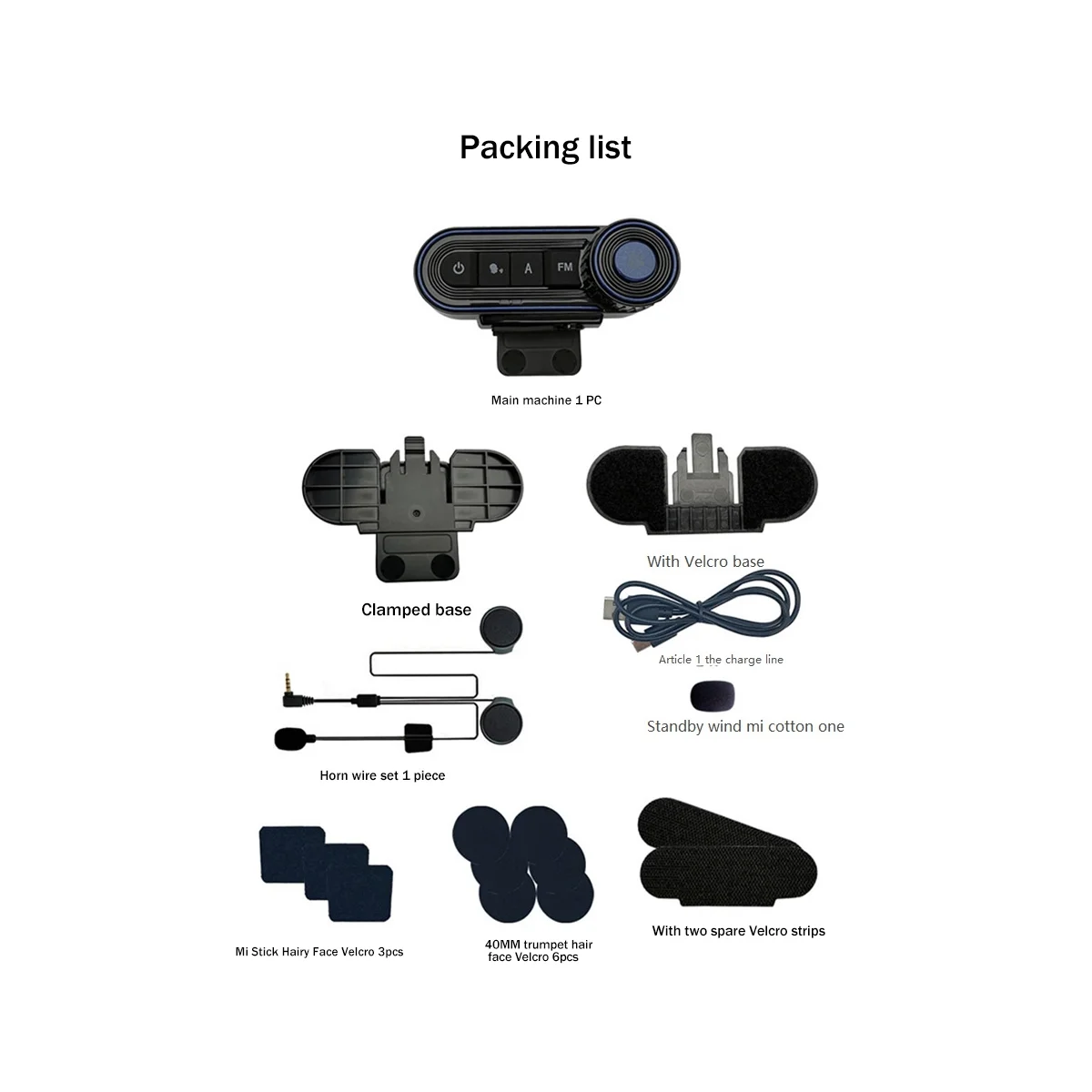 

Motorcycle Helmet Headset Cycling Call Hands-Free Bluetooth5.3 Headset Waterproof Music Headset with FM Function