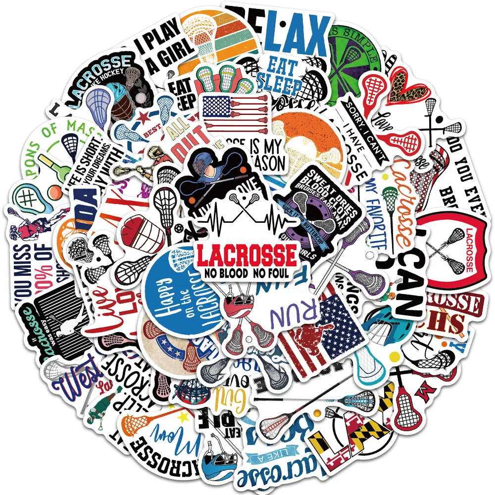 

50PCS Lacrosse Sports PVC Graffiti Sticker Sticky Decorative Sketchbook Scrapbooking Accessories Phone Aesthetic for Kids