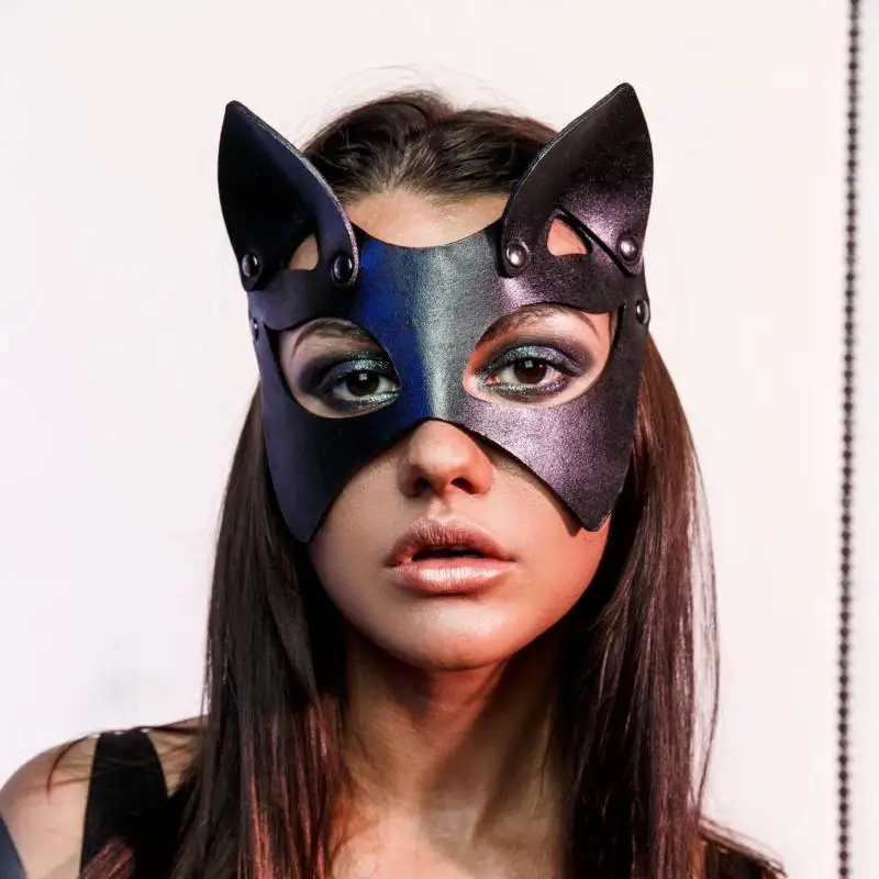 

Женская сексуальная кожаная маска для ночного клуба, косплея, маскарада, полумаска для лица, экзотическая женская маска лисы, товары для костюма Хэллоуина
