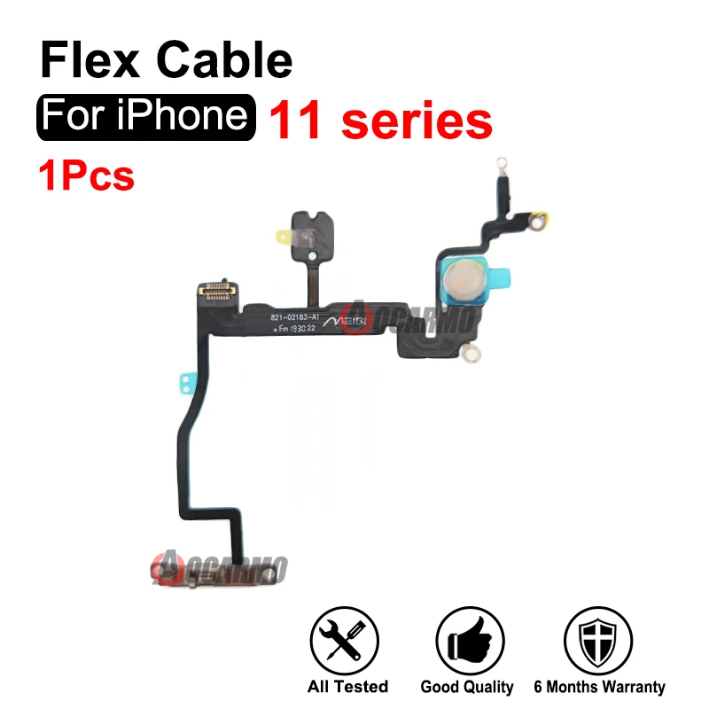 1Pcs For iPhone 11 Pro Max 11Pro Flash Light With Noise Reduction Microphone with Power On /Off Flex Cable Repair Parts