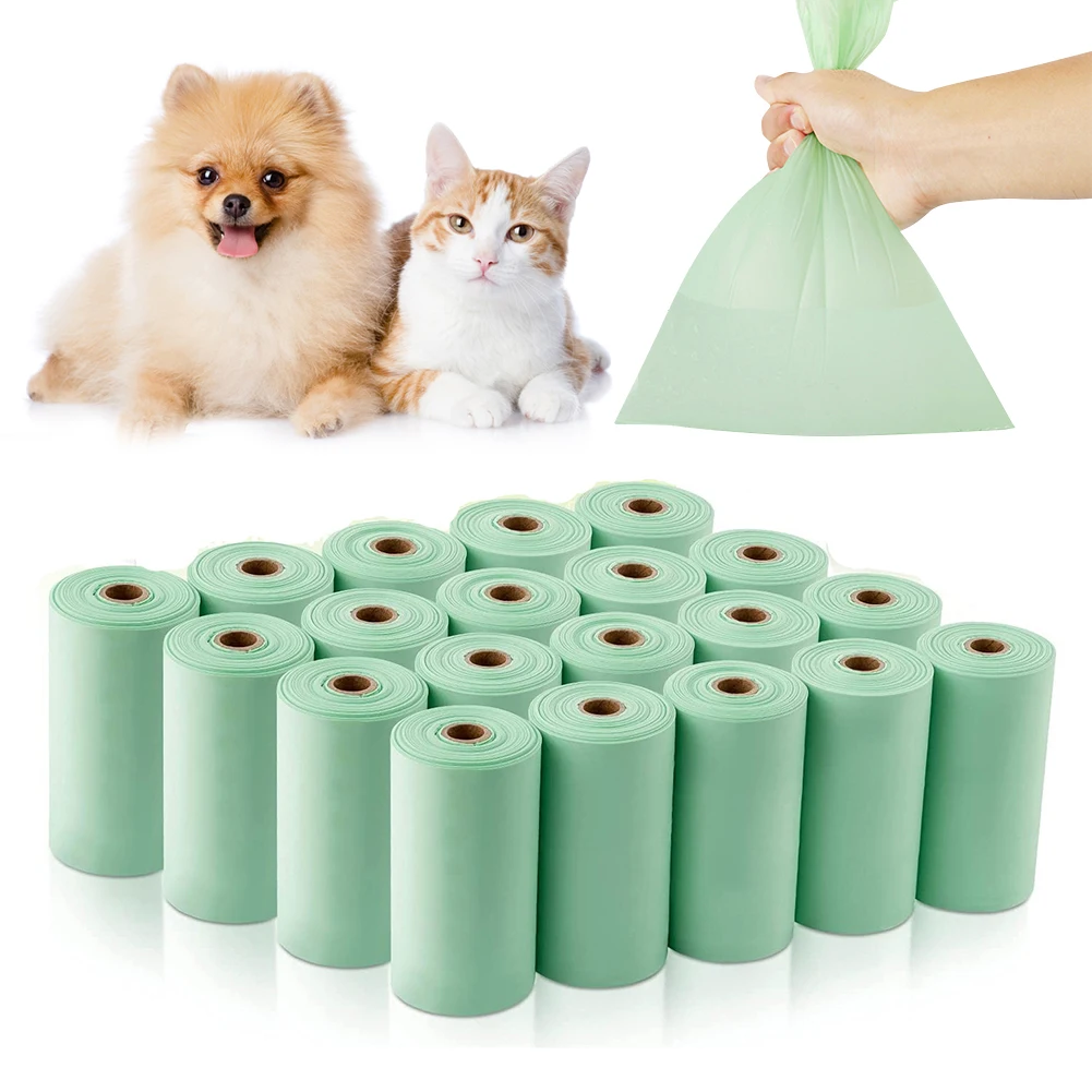 

24/8Roll Corn Starch PLA Biodegradable Pet Garbage Bag Compostable Vest Style Cat Dog Poop Trash Bags Outdoor Pets Carriers Tool