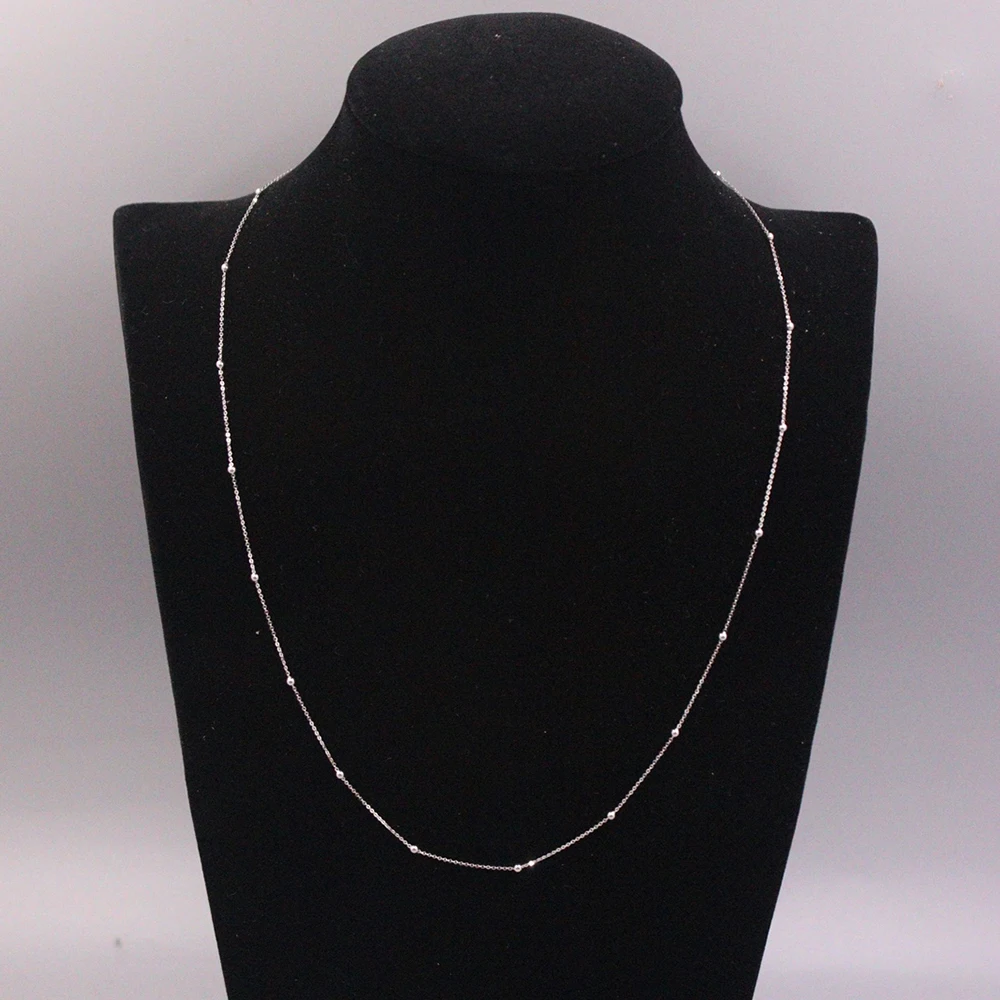Au750 18-каратное белое золото мини-бусины крошечное ожерелье-цепочка ювелирные
