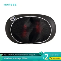 cordless neck shoulder massage pillow infrared heating electric massager back body waist shiatsu kneading massage wireless use