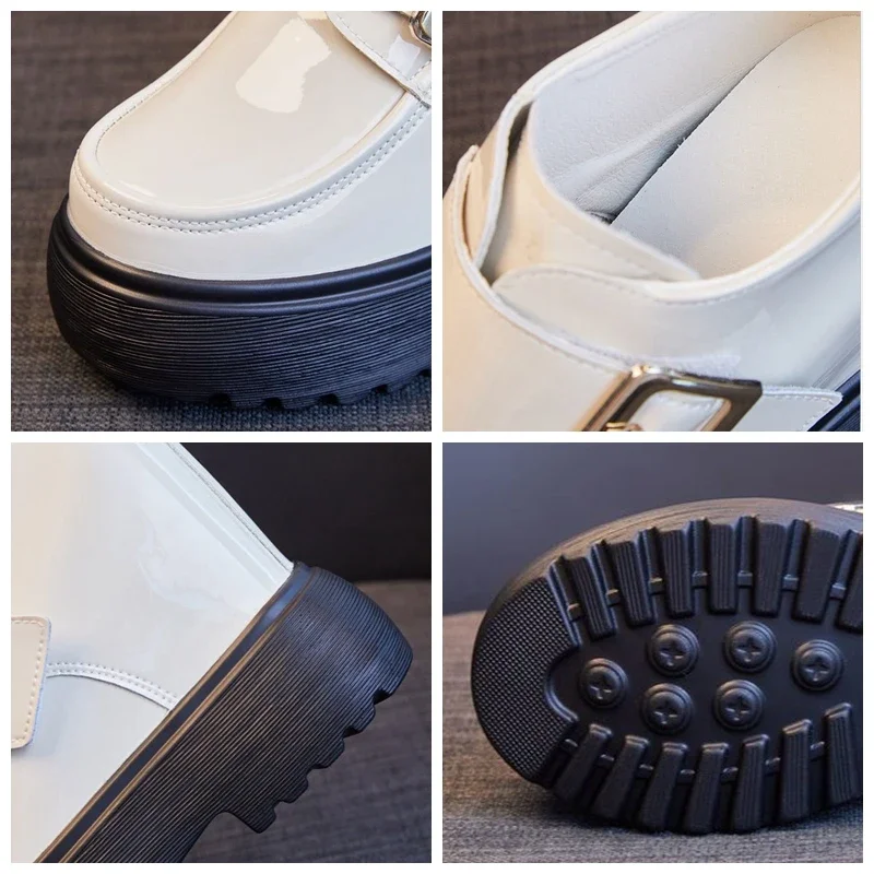 Мокасины женские из лакированной натуральной кожи на платформе 12 см