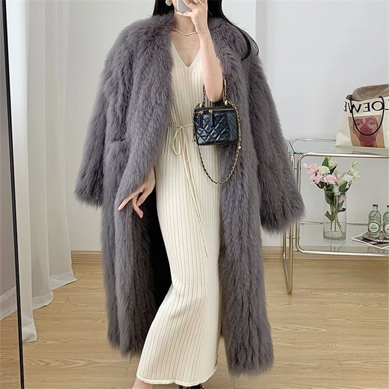 2022 Winter Long Fur Coat Women Imitation Fox Hair Korean Version of The New Faux Fur Coat Fox Fur Long Jackets