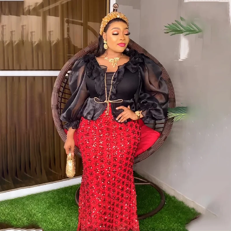 

Роскошное блестящее платье в африканском стиле с высокой талией 2023, элегантные женские свадебные вечерние платья, сексуальное женское облегающее платье