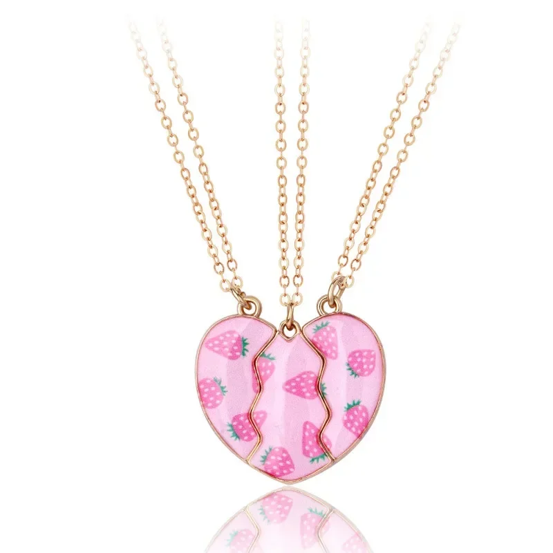 Elviragirl 3 шт./компл. кулон из сплава с клубничным принтом ожерелье лучшего друга для