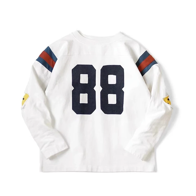 

23SS KAPITAL Long-sleeved T-shirt Japanese Digital Color Blocking Four Eyes Printed Round Neck Top Bottom Shirt