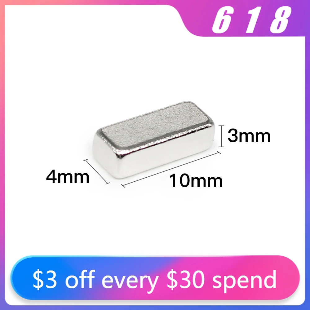 

10/20/50/100/200/300/500PCS 10x4x3 Quadrate Strong Powerful Magnets N35 10x4x3mm Block Rare Earth Neodymium Magnet Sheet 10*4*3