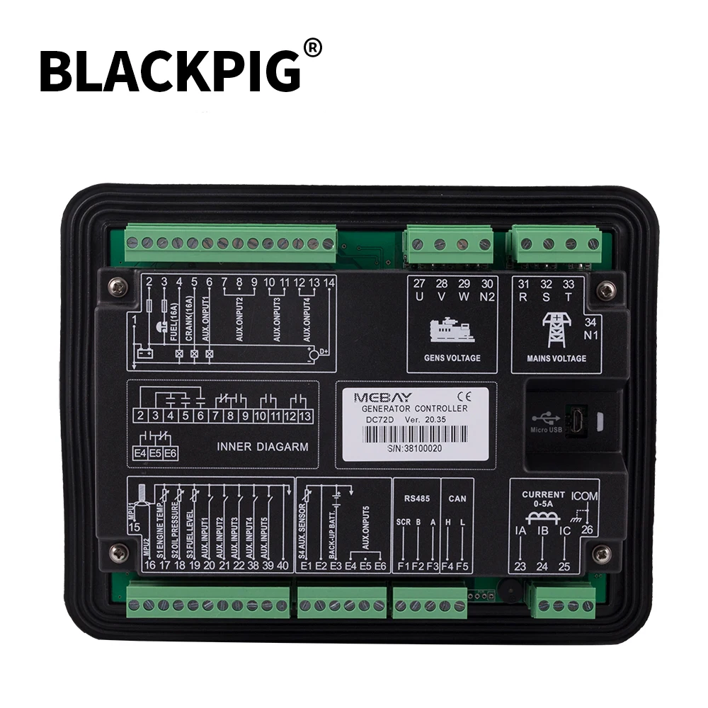 Фото Mebay DC70D DC72D DC70DR DC72DR MKII Контроллер генератора Модуль автоматического запуска и остановки с 4,3-дюймовым цветным ЖК-дисплеем №2