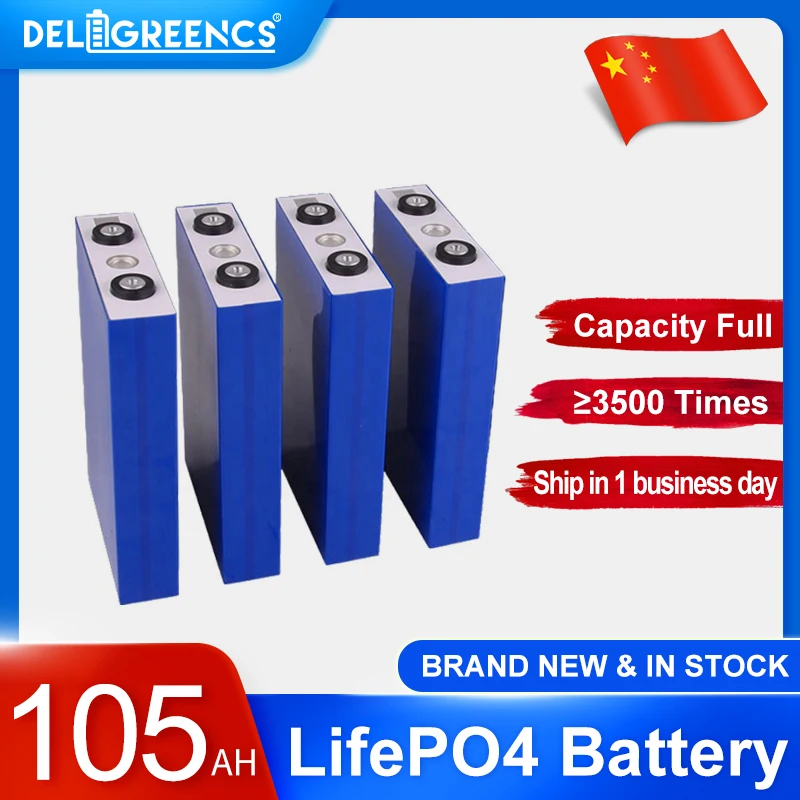 

3.2V LifePO4 105AH LiFePO4 Rechargeable Battery Prismatic Batteries Aluminum Shell in stock Solar Power Storage 12V 24V 48V Pack