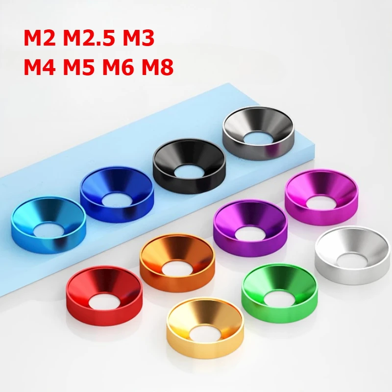 

M2 M2.5 M3 M4 M5 M6 M8 Цветные алюминиевые шайбы Винты с потайной головкой Шайбы Круглые металлические плоские шайбы
