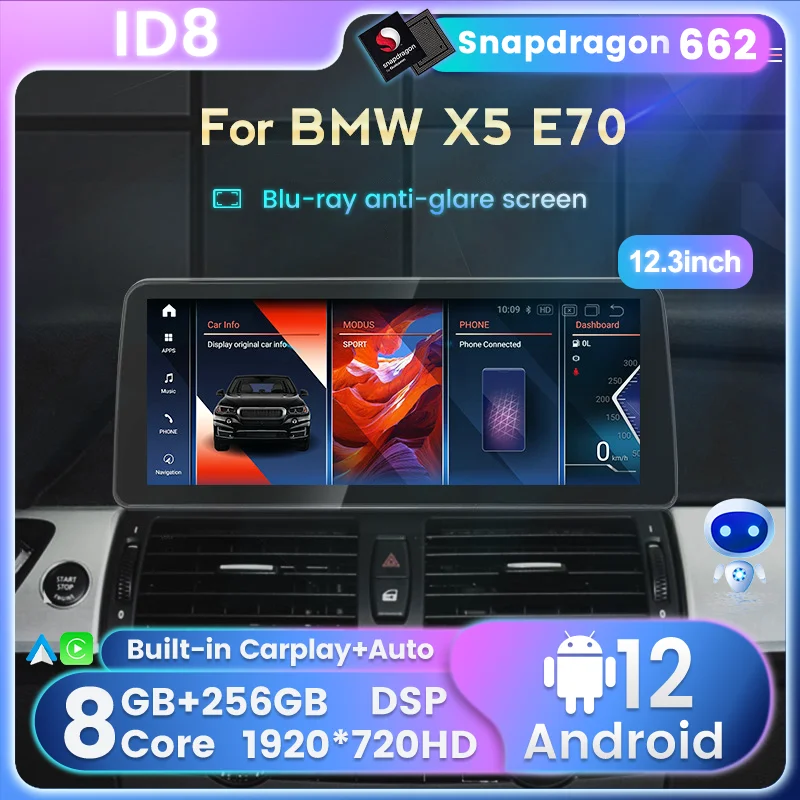 Android 12 All in one Car DVD For BMW X5 E70 X6 E71 CCC CIC System Car Radio Multimedia Player Ai Voice Carplay+Auto WIFI BT5.0
