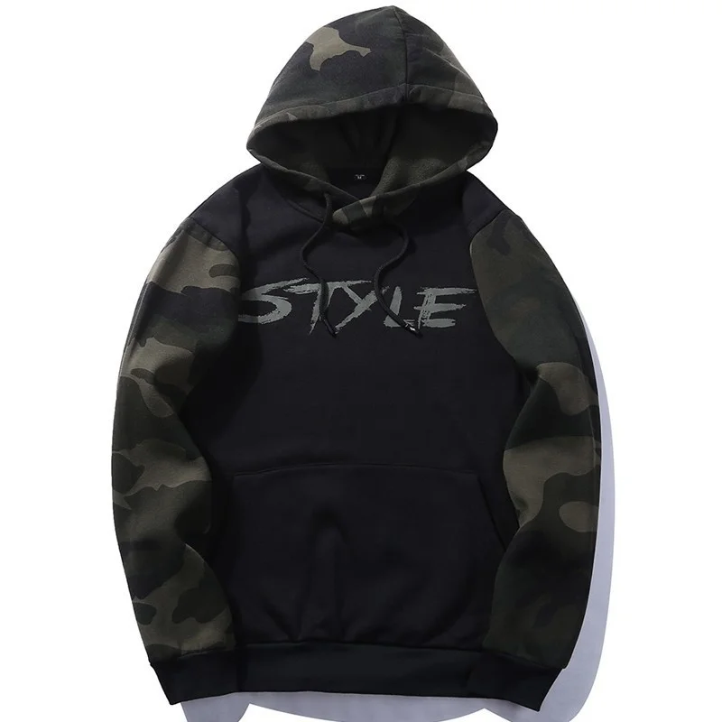 

Plus Size Mens Camo Pullover Hooded Military Tops Spring Autumn Outdoor Running Fitness Climbing Riding Breathable Sports Hoodie