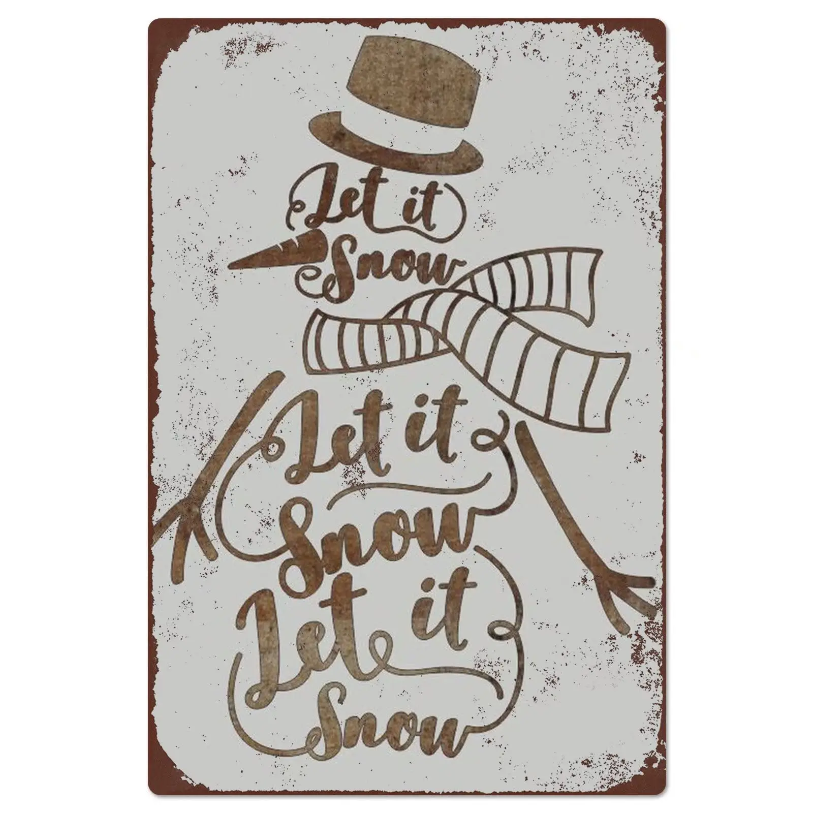 

Vintage metal Board Hanging Let It Snow Wall Decor Vintage Christmas Holiday Decoration For Cafe Bar Pub Home 12x16 Inches