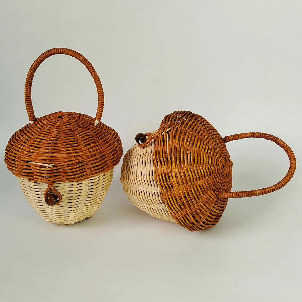 

Hand Acorn Bag Rustic Flower Girl Basket Woven Baskets Lids Small Basket Basket Handles Rattan Basket Small Child Woven Hamper