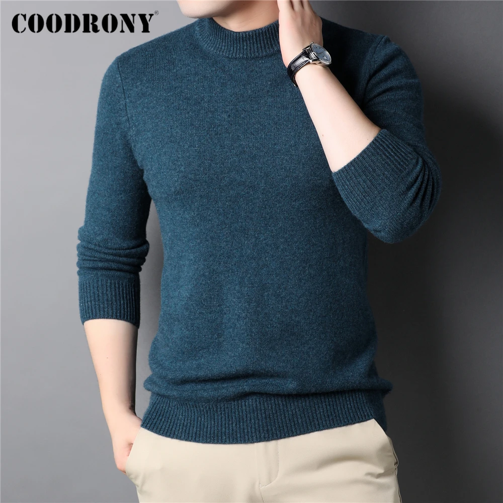 COODRONY Brand Winter Soft Warm Thick Cashmere Wool Sweater Men Clothing High Quality Pure Color Knitted Pullover Jumper Z3021