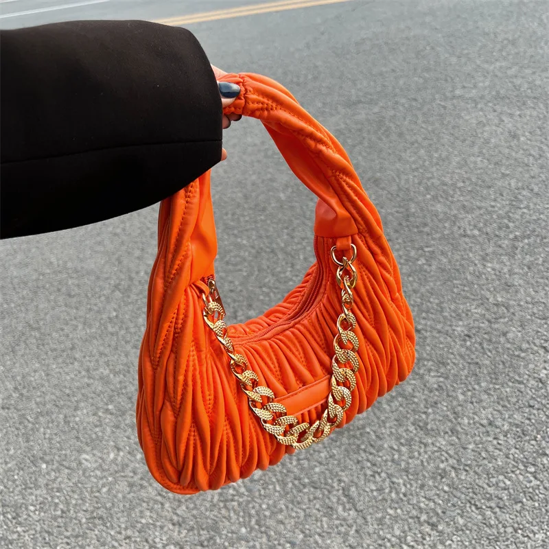 

Fashion Underarm Bag New Female Pleated Chain Women Shoulder Bags Striped Luxury Totes Bag Handbags Women Bags Designer