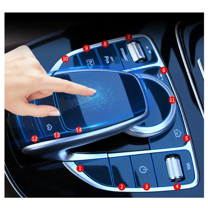 

Автомобильная центральная консоль мультимедийная кнопка мыши ТПУ Защитная пленка для Mercedes Benz C E G V GLC класс W205 W213 X253 W463 G463 G500