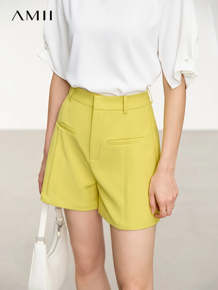 AMII Minimalism Office Lady Casual Women's Shorts 2023 Summer Solid Straight Versatile Female Pants Short Pantalones 12322108