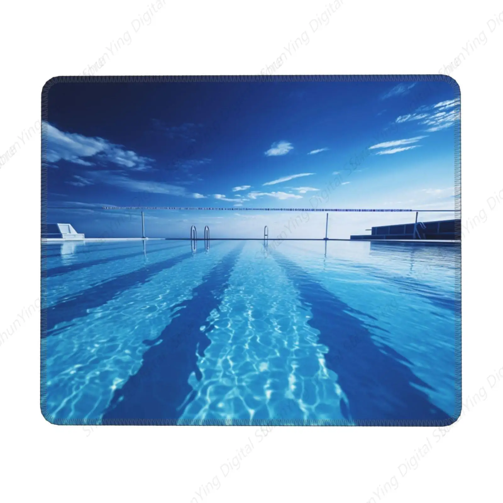 Anti Slip Rubber Base Mouse Pad Blue Swimming Pool Suitable For Gaming Office Laptops 18*22cm