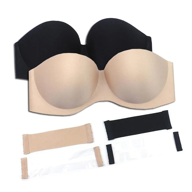 Strapless Bra Women Push Up Invisible Bras Beauty Back Clear Underwear Women Bra Full Cup Invisible Wirefree Anti-Slip Strapless