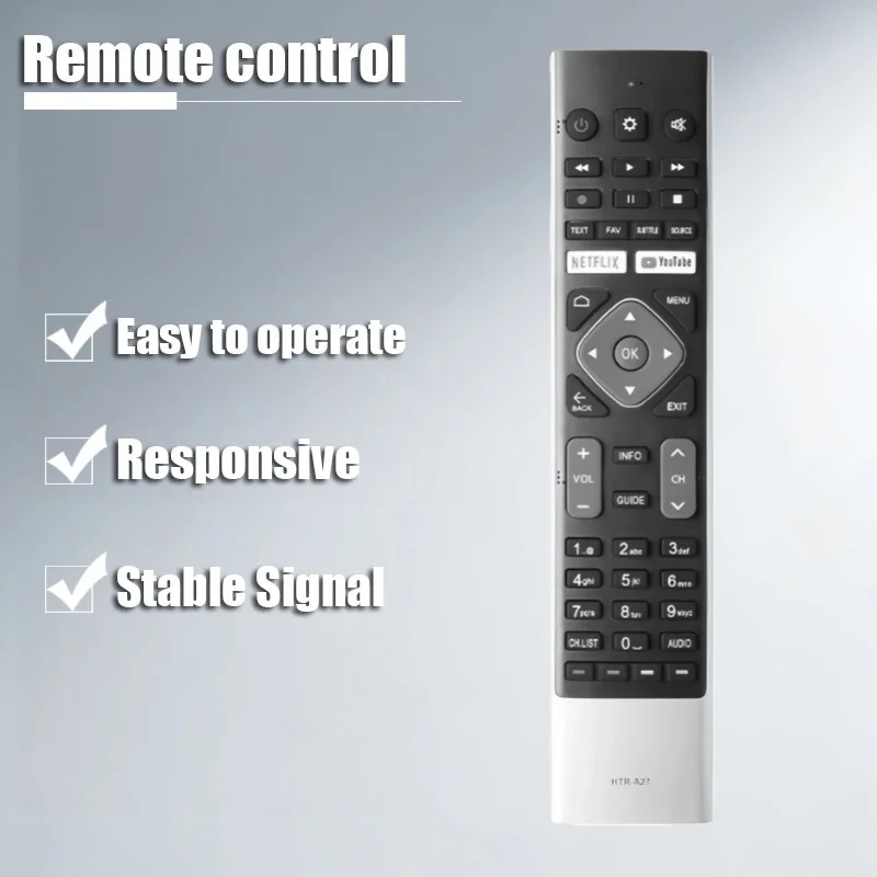 Фото Подходит для пульта дистанционного управления для телевизора Haier HTR-A27 E HTR-U27A LESICA, без голоса, английского, зарубежного. №1