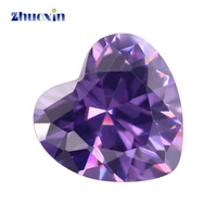 3x312x12mm heart shape 5a amethyst color cubic zirconia stone size synthetic gems beads crystal stone for jewelry