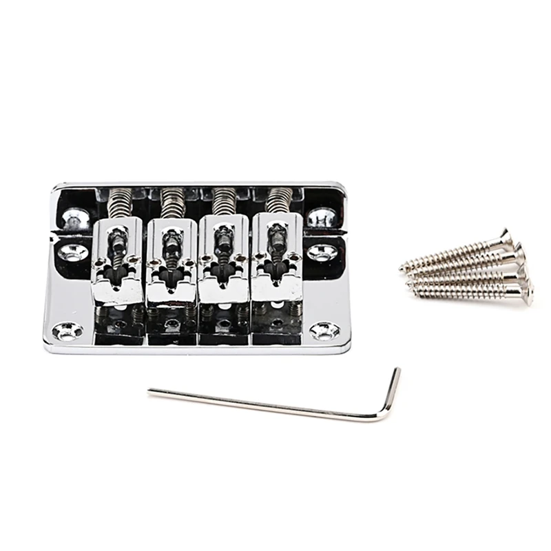 

Hot AD-4-String Chrome Electric Bass Bridge Tailpieces With Screws&Wrench For 4-String Electric Bass