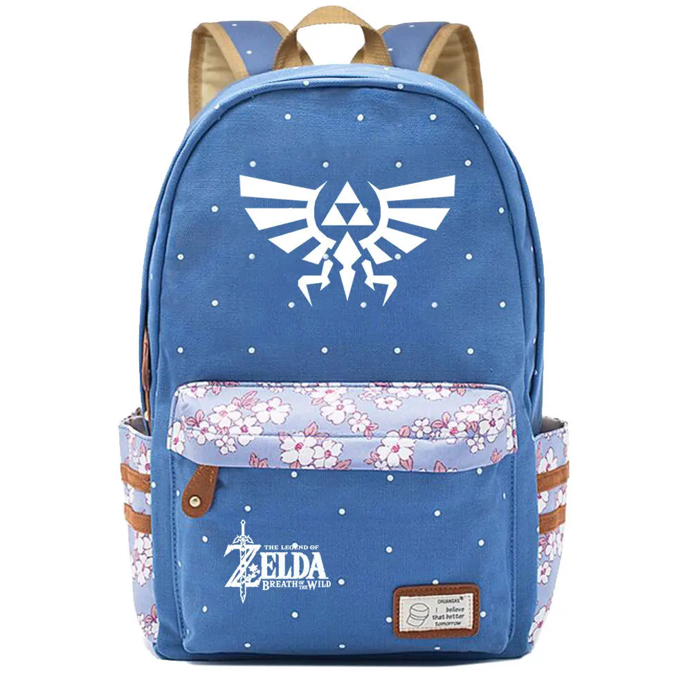 The Legend of Zelda Breath of Wild Backpack Flower Point Floral Bag School Teenagers Student Book Travel Laptop Girl Boy Mochila